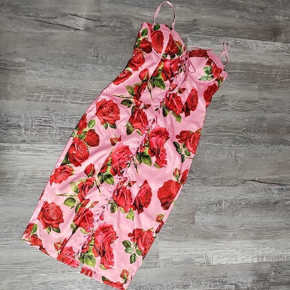 NWT Sugar Thrillz Midi Dress - Pink - Picture 1 of 7